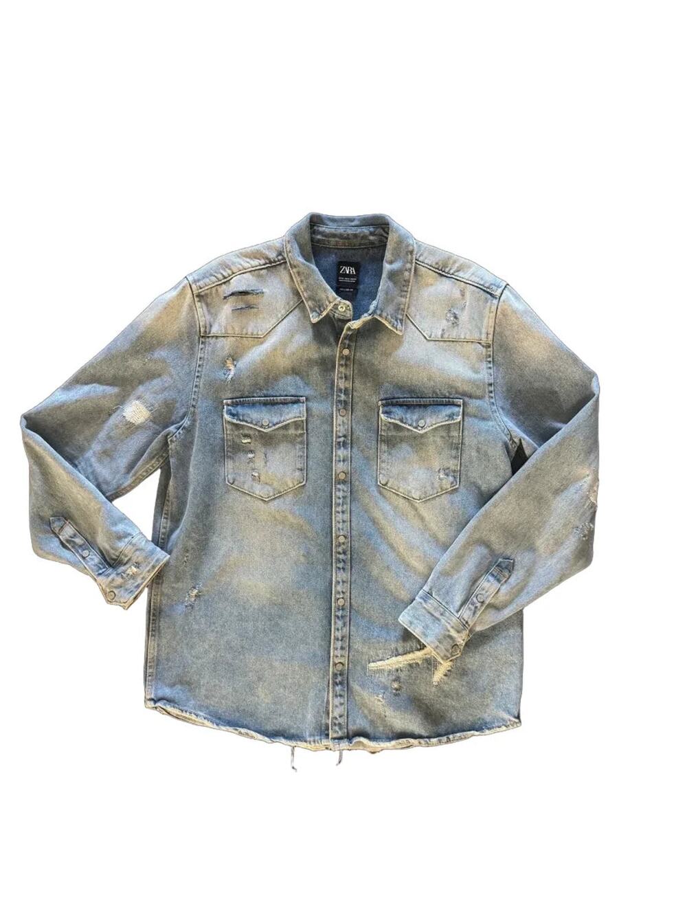 Zara Distressed Relaxed Fit Denim Jacket XL